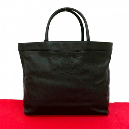CHANEL Tote Bag Matt caviar skin black