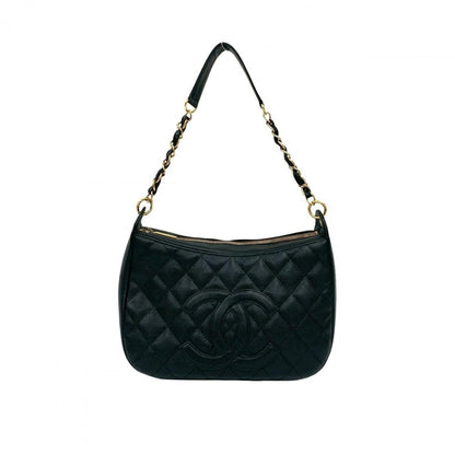 CHANEL Shoulder Bag Matt caviar skin black Matrasse