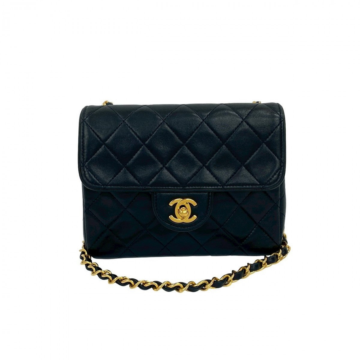 CHANEL Shoulder Bag lambskin Navy Matrasse