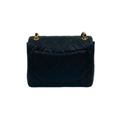 CHANEL Shoulder Bag lambskin Navy Matrasse