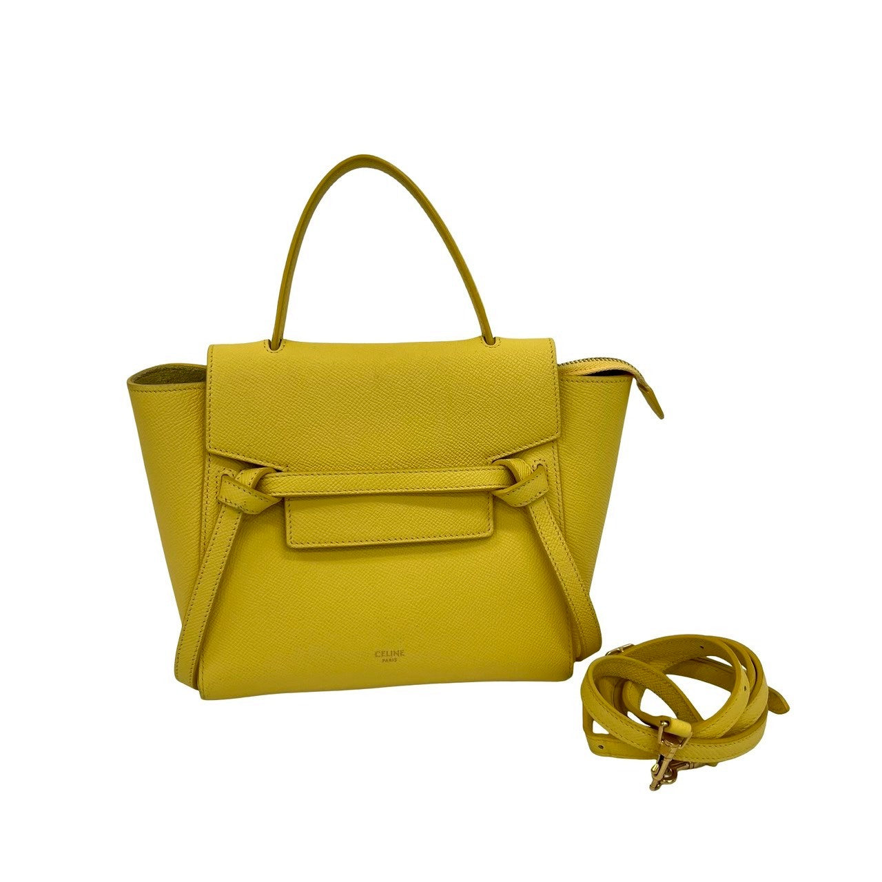 CELINE Shoulder Bag leather yellow Belt bag nano