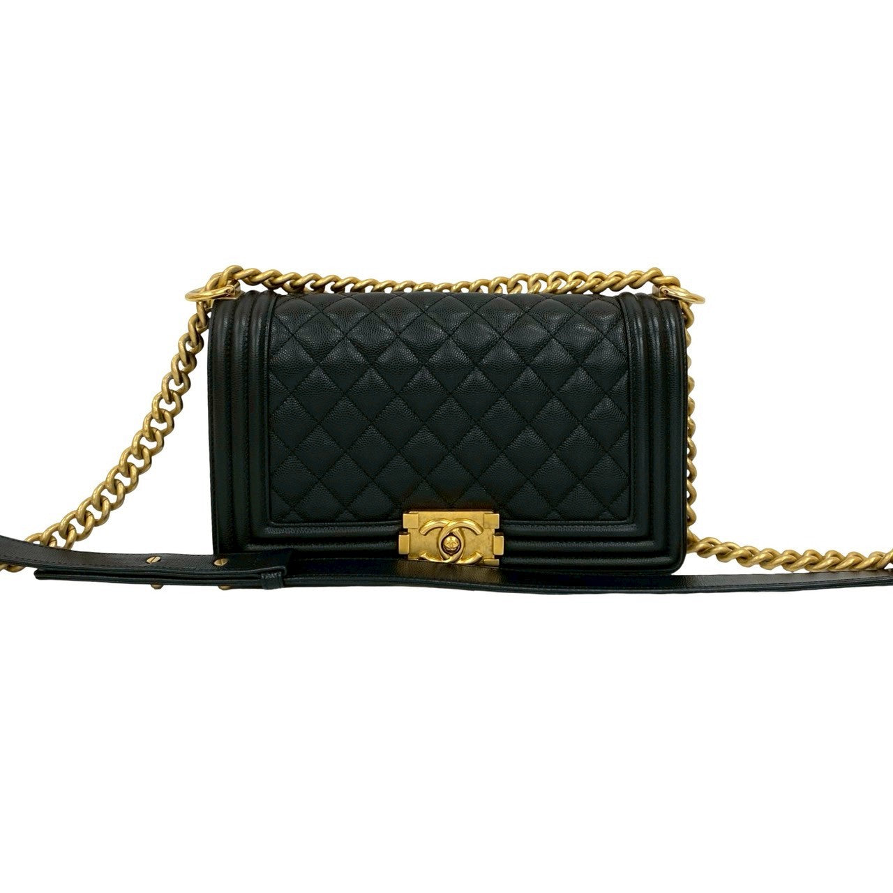 CHANEL Shoulder Bag leather black Boy chanel