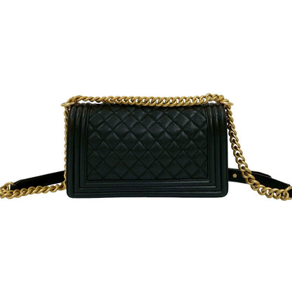 CHANEL Shoulder Bag leather black Boy chanel