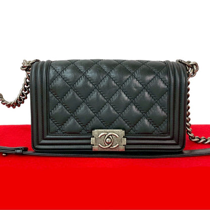 CHANEL Shoulder Bag leather black Boy chanel