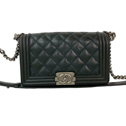 CHANEL Shoulder Bag leather black Boy chanel