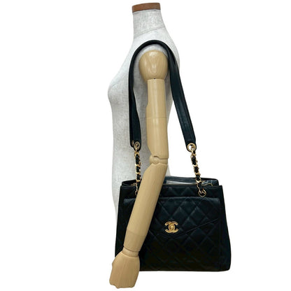 CHANEL Shoulder Bag Matt caviar skin black Matrasse