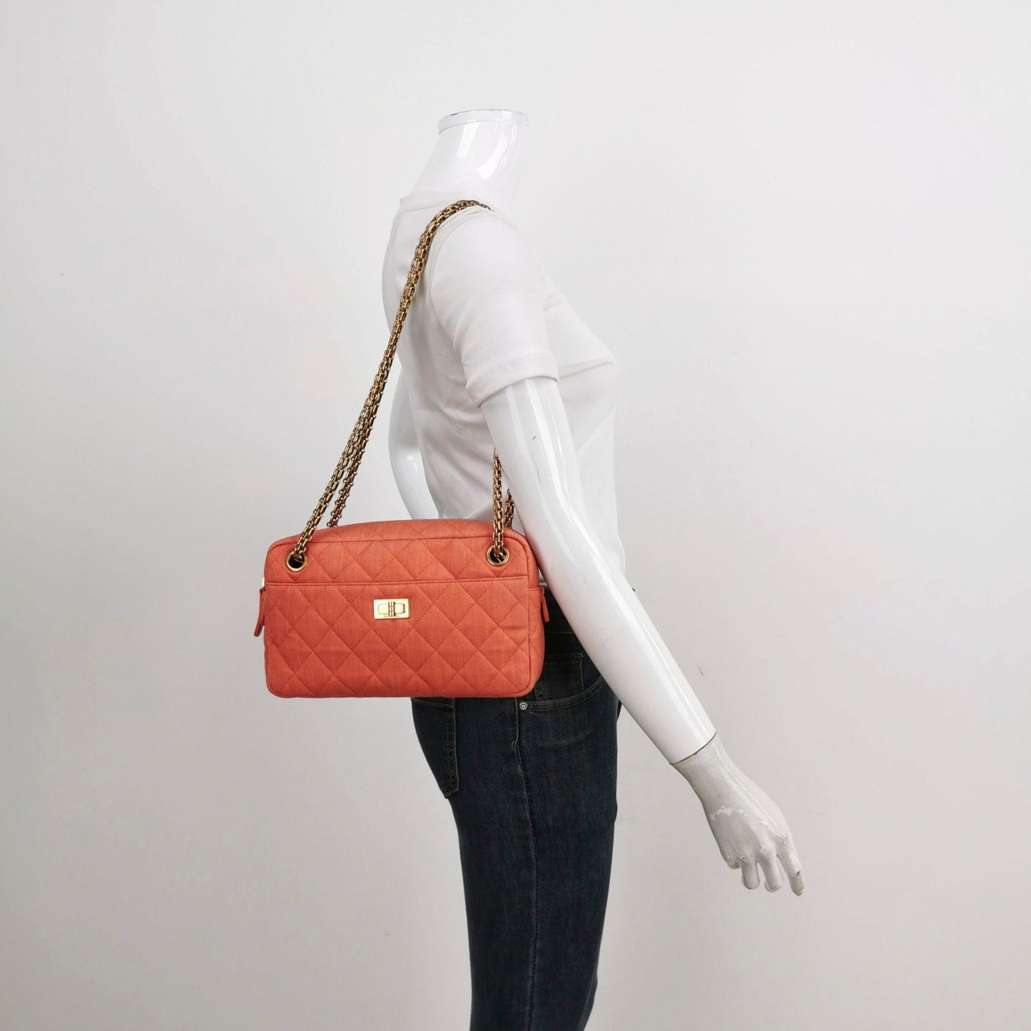Chanel 2016 Canvas Quilted Small 2.55 Mademoiselle Camera Case Bag Orange