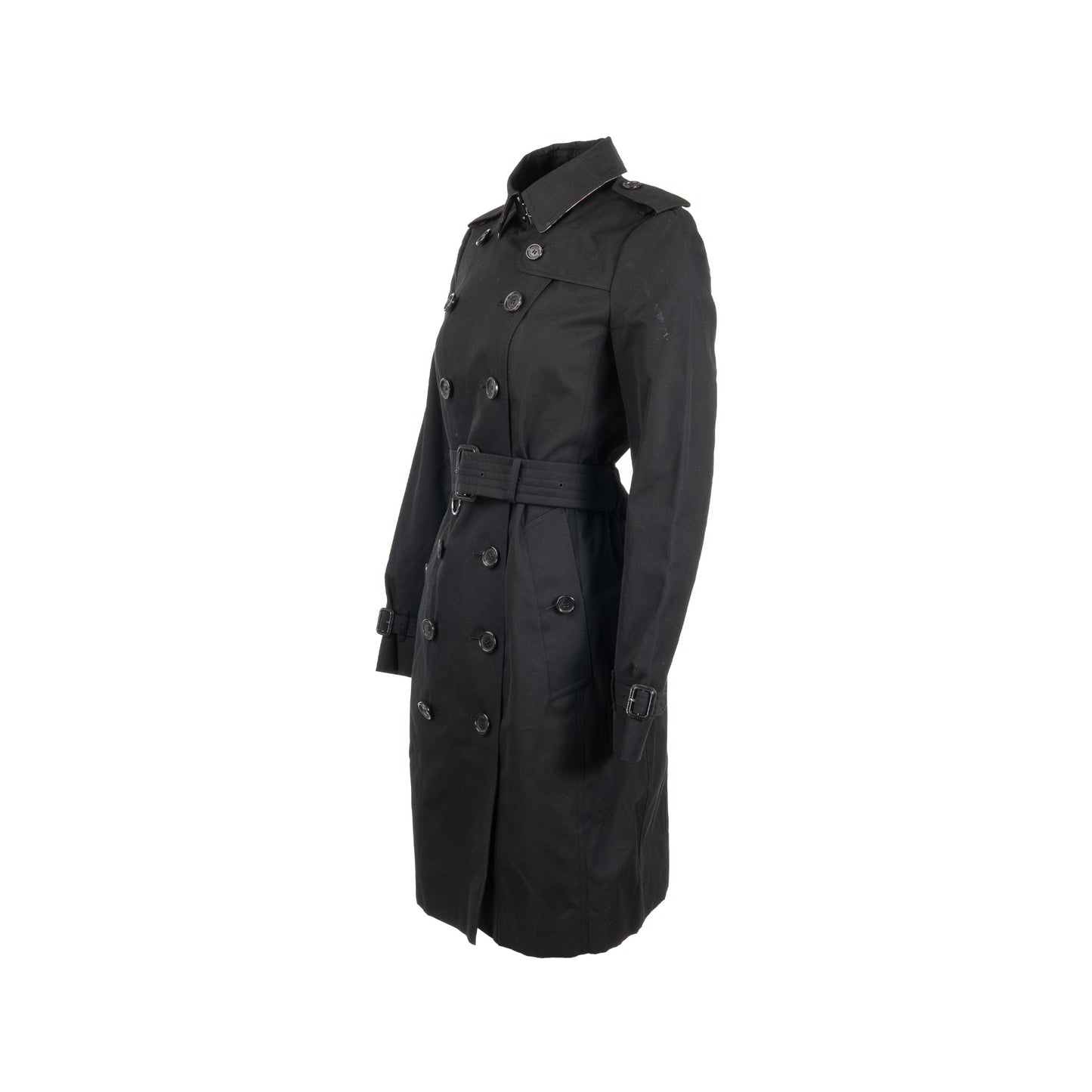 Burberry Size UK6 Sandringham Long Trench Coat Cotton Black