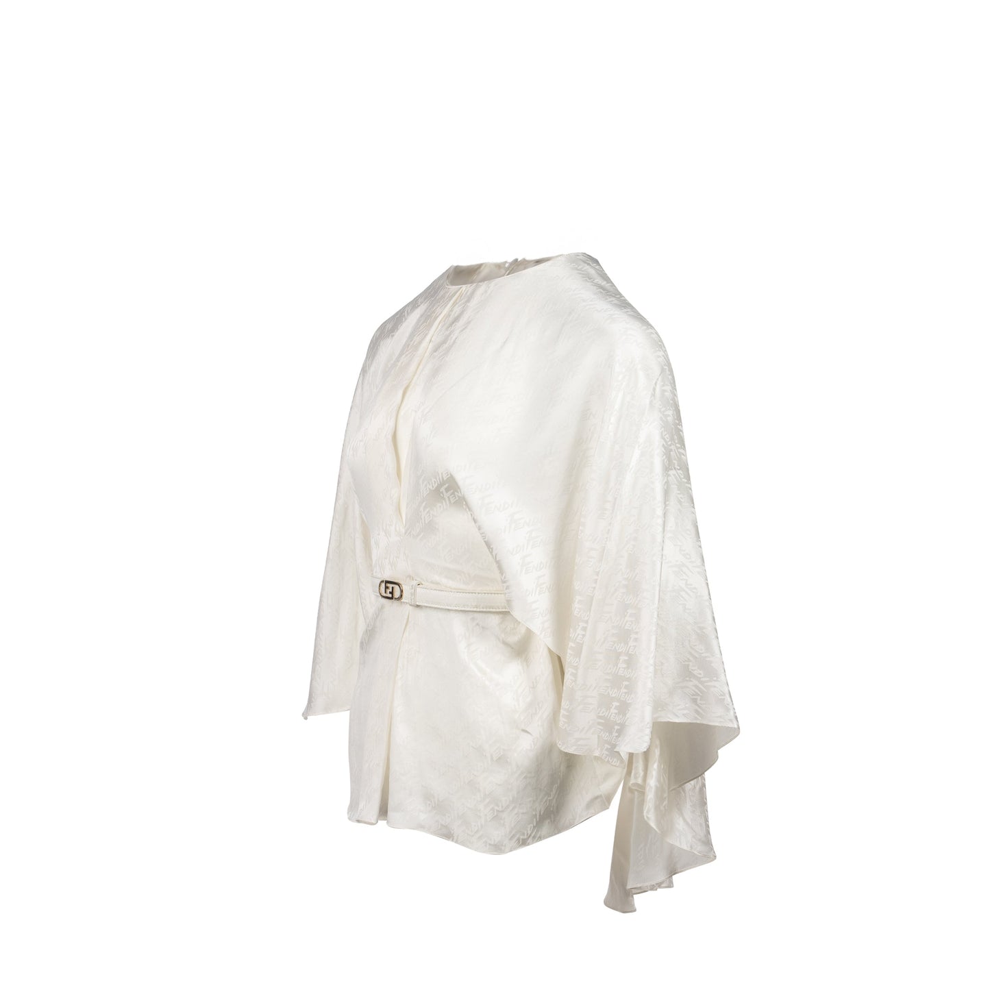 Fendi size 38 brush Jacqu shirt Stain silk White