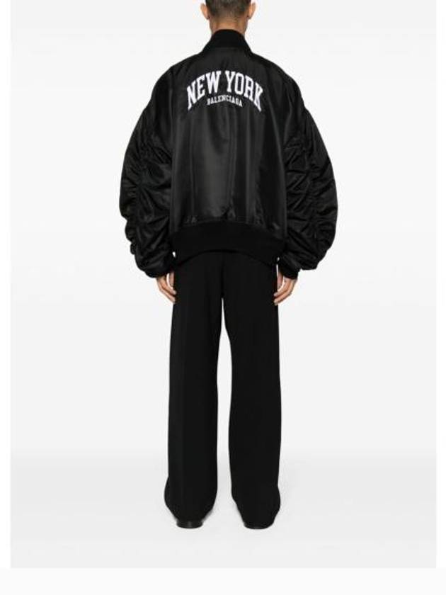 Luxury Balenciaga Trending 2025 New York Embroidery Bomber Jacket Black
