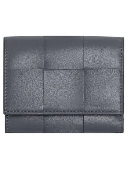 Luxury Bottega Veneta Intrecciato Tri-Fold Zipper Half Wallet Grey