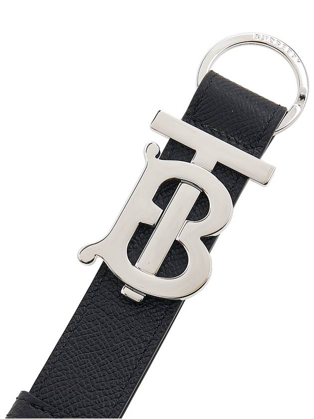 Luxury Burberry Monogram Motif Grainy Leather Key Holder Black