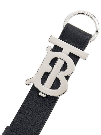 Luxury Burberry Monogram Motif Grainy Leather Key Holder Black