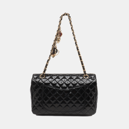 Chanel Classic Flap Medium Black Patent Leather Gold HW Seasonal Chain