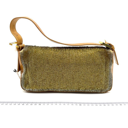 Fendi Baguette Vintage Gold beads and Gold Iridescent Leather