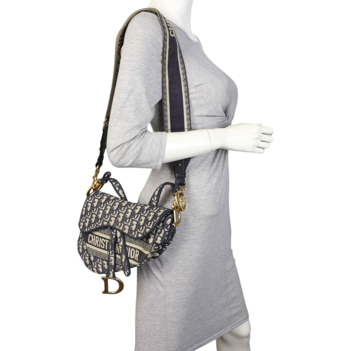 Dior Saddle Bag Oblique with Embroidered Strap