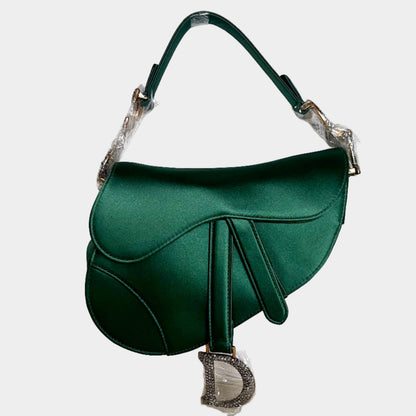 Dior Saddle Mini 2019 Silk Emerald Green with crystals