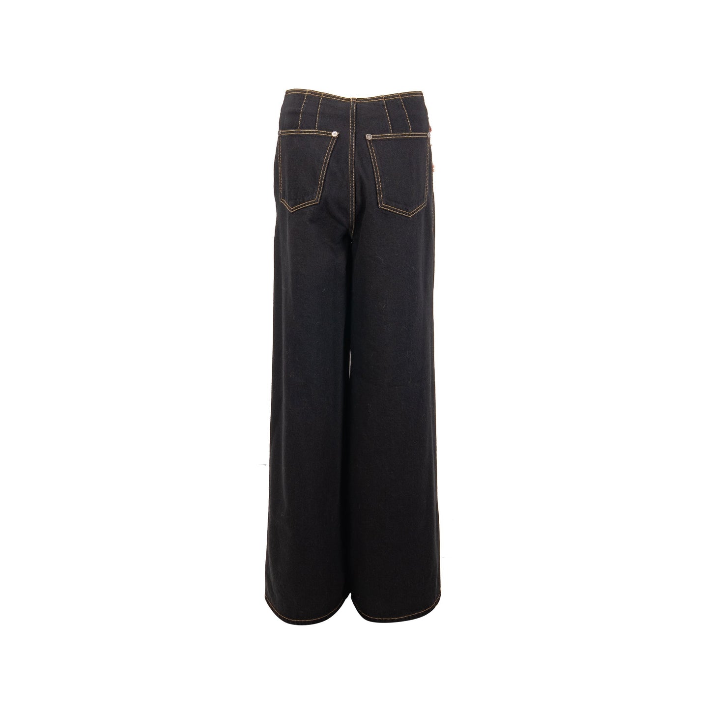 Chanel 22a size 38 Wide-Leg Denim Pants Black