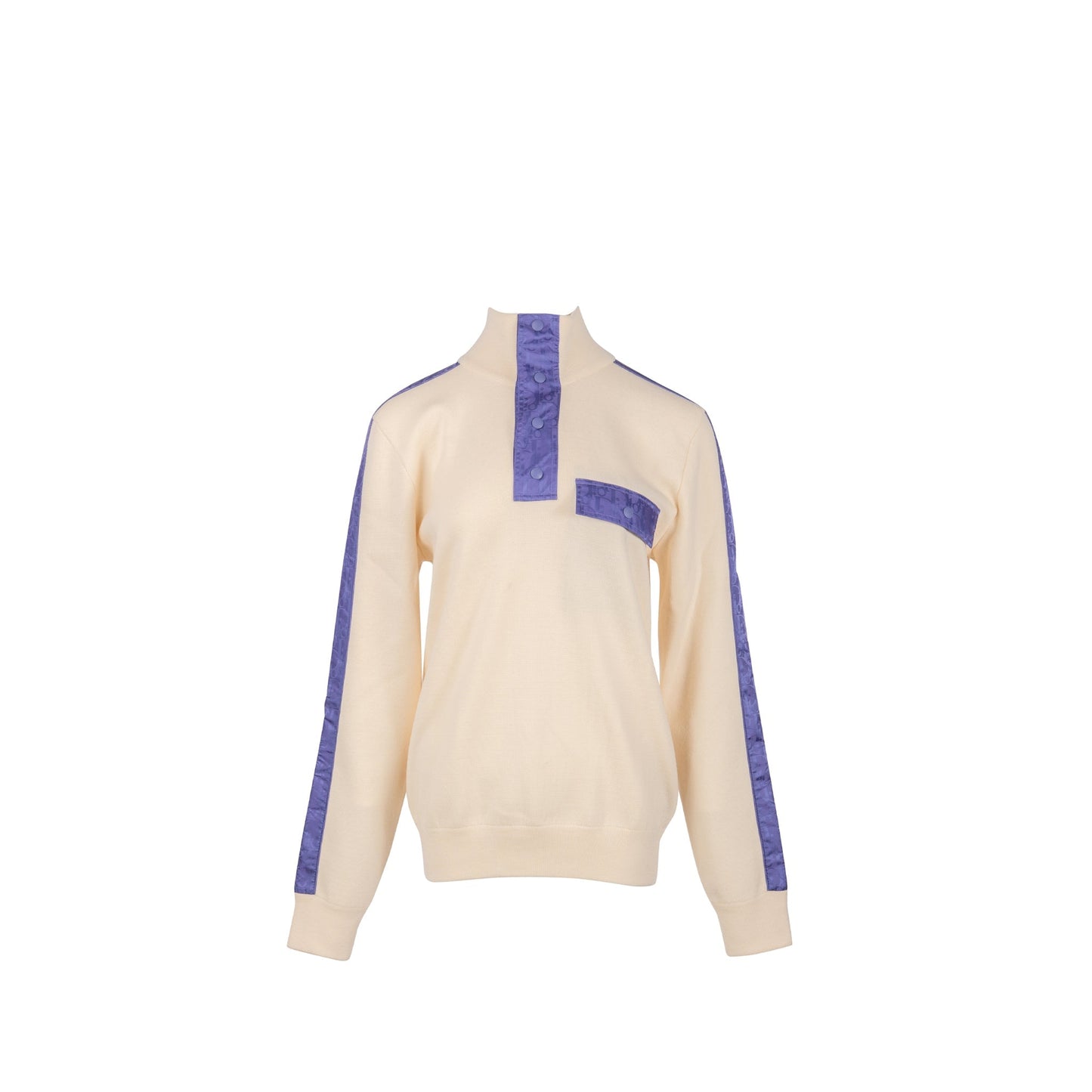 Dior Size M High Collar Sweater Virgin Wool White/Purple