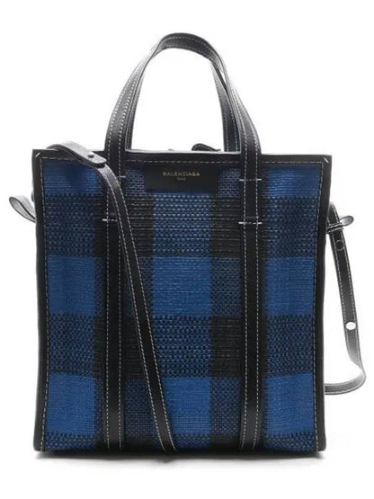 Luxury Balenciaga Trending 2025 Bazar Check Tote Bag Blue