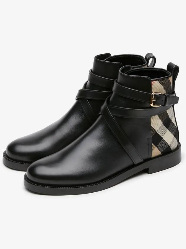 Luxury Burberry House Checked Leather Chelsea Boots Black