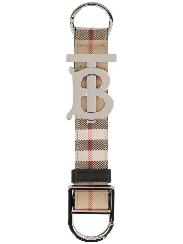 Luxury Burberry Monogram Motif Vintage Check Key Holder Beige