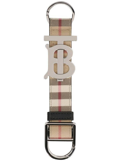 Luxury Burberry Monogram Motif Vintage Check Key Holder Beige