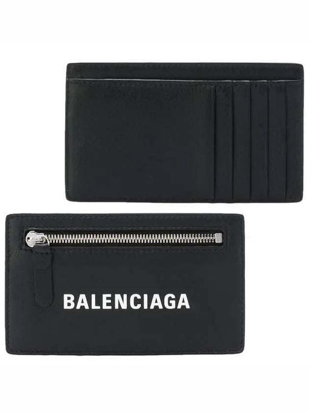 Luxury Balenciaga Trending 2025 Logo Leather Card Wallet Black