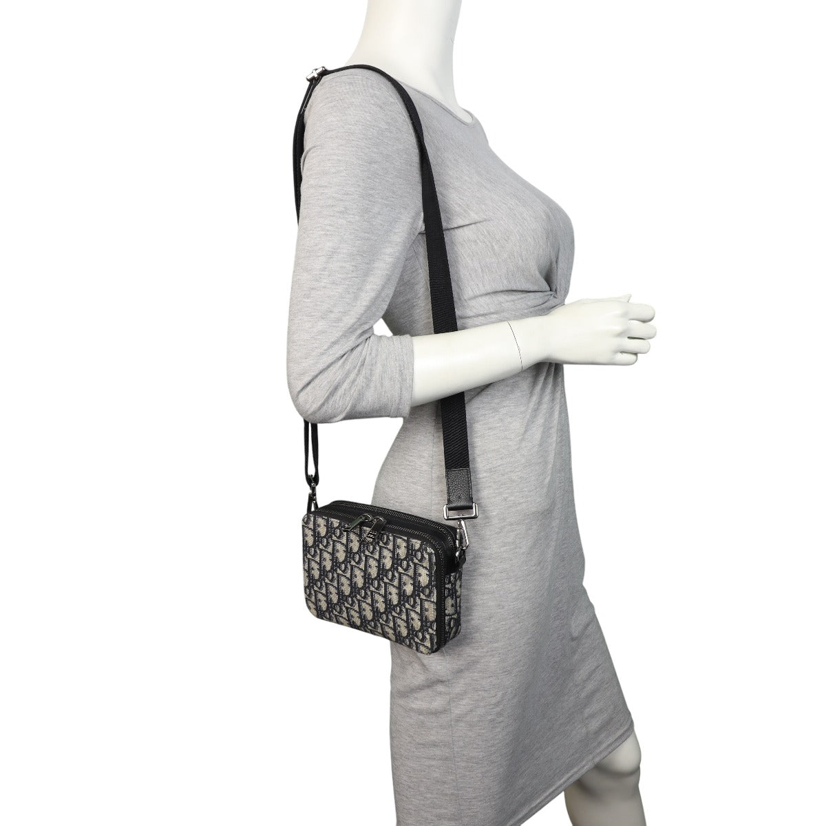 Dior Double Zip Pouch with Strap Oblique