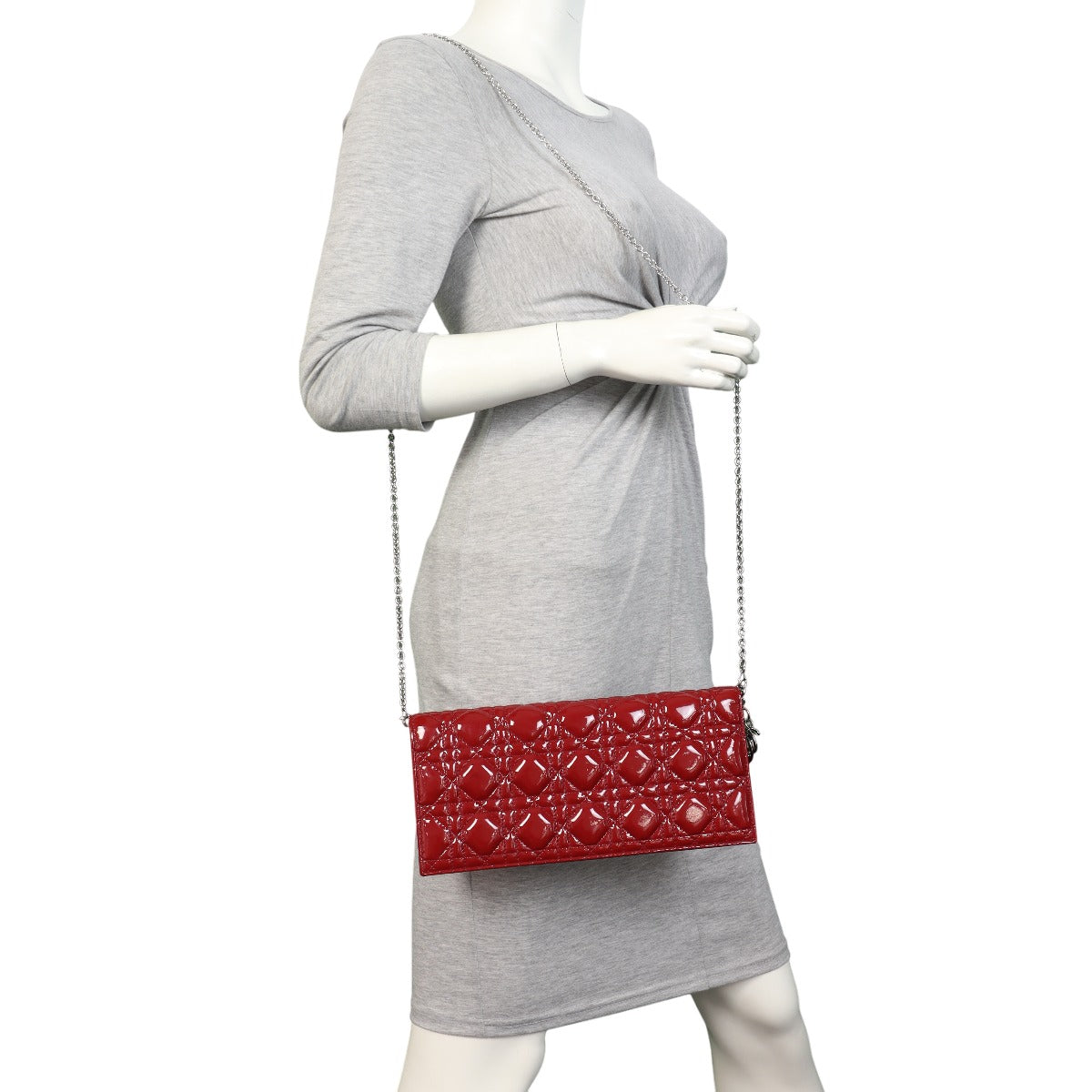 Dior Lady Dior Patent Cannage Pouch