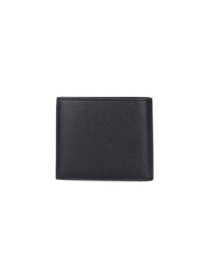 Luxury Balenciaga Trending 2025 Logo Print Leather Half Wallet Black