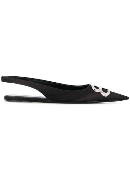 Luxury Balenciaga Trending 2025 BB Logo Slingback Flat Black