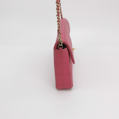 Chanel East West Chocolate Bar Fuchsia Pink Leather