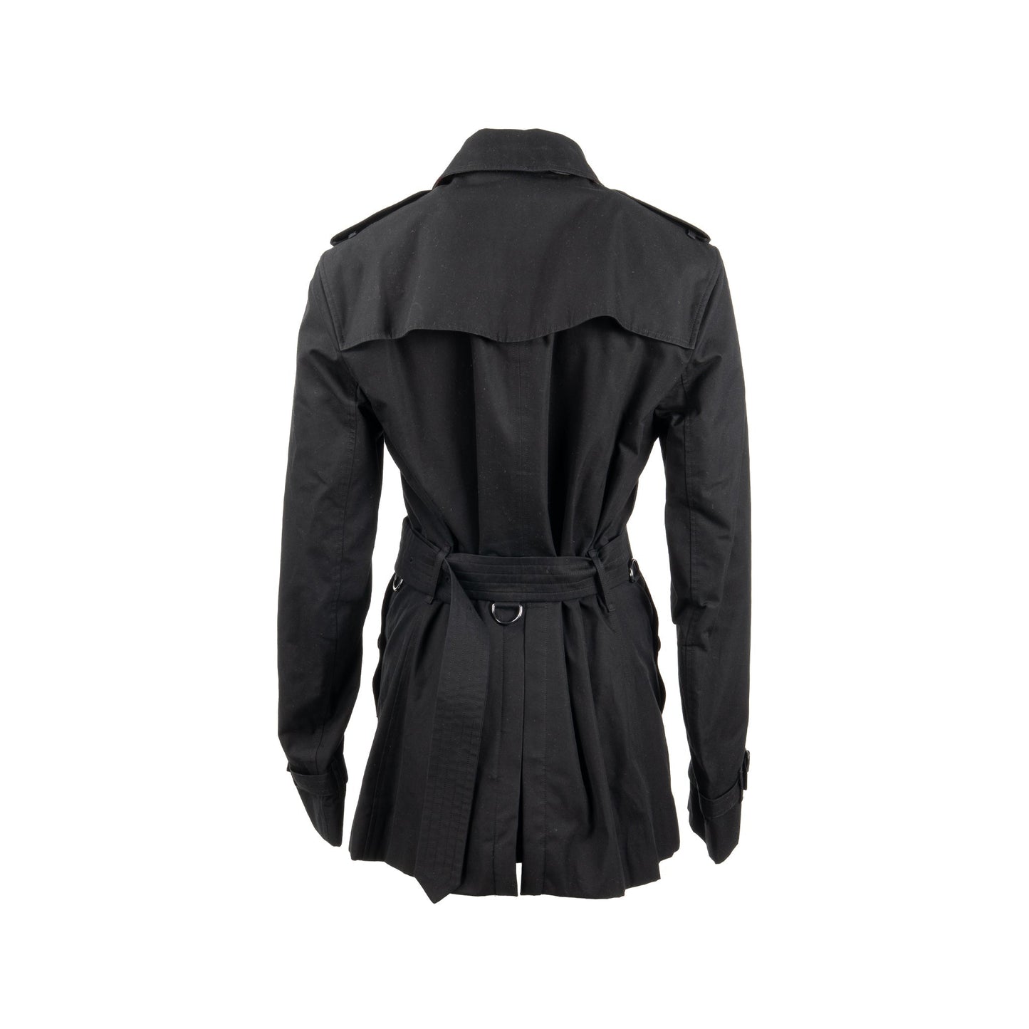Burberry Size 48 Sandringham Short Trench Coat Cotton Black