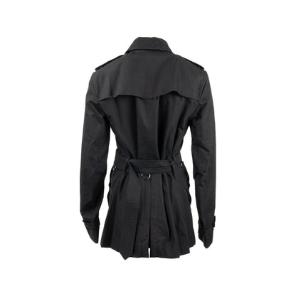 Burberry Size 48 Sandringham Short Trench Coat Cotton Black