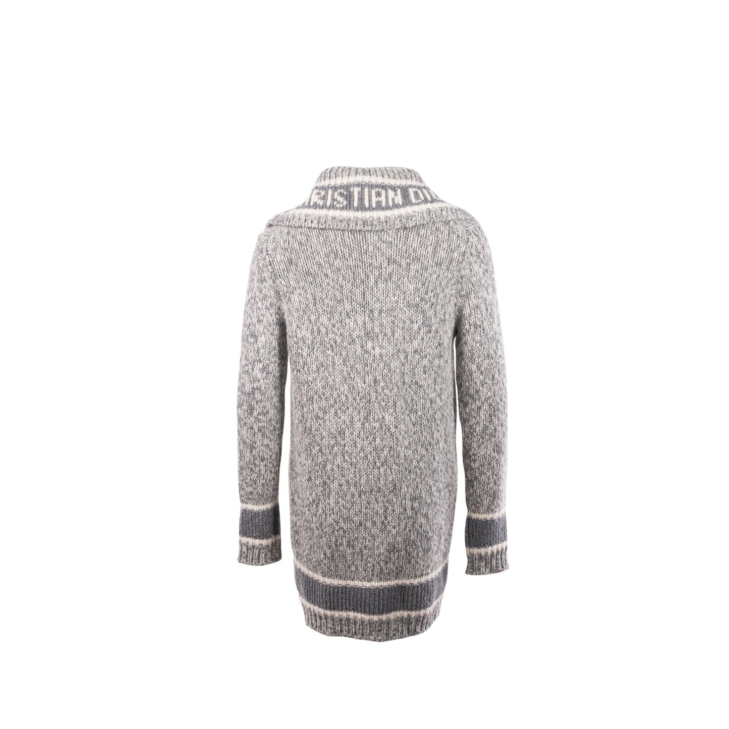 Dior Size 36 Long Cardigan Wool/Cashmere Grey/White