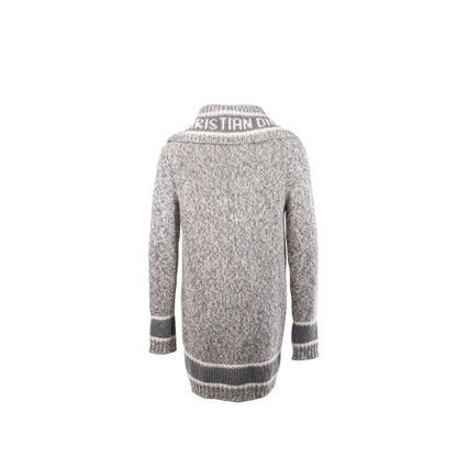 Dior Size 36 Long Cardigan Wool/Cashmere Grey/White