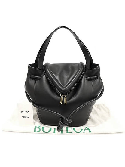 Luxury Bottega Veneta 666531 Black Vitello Nappa Gold Veil Bag Small 2WAY