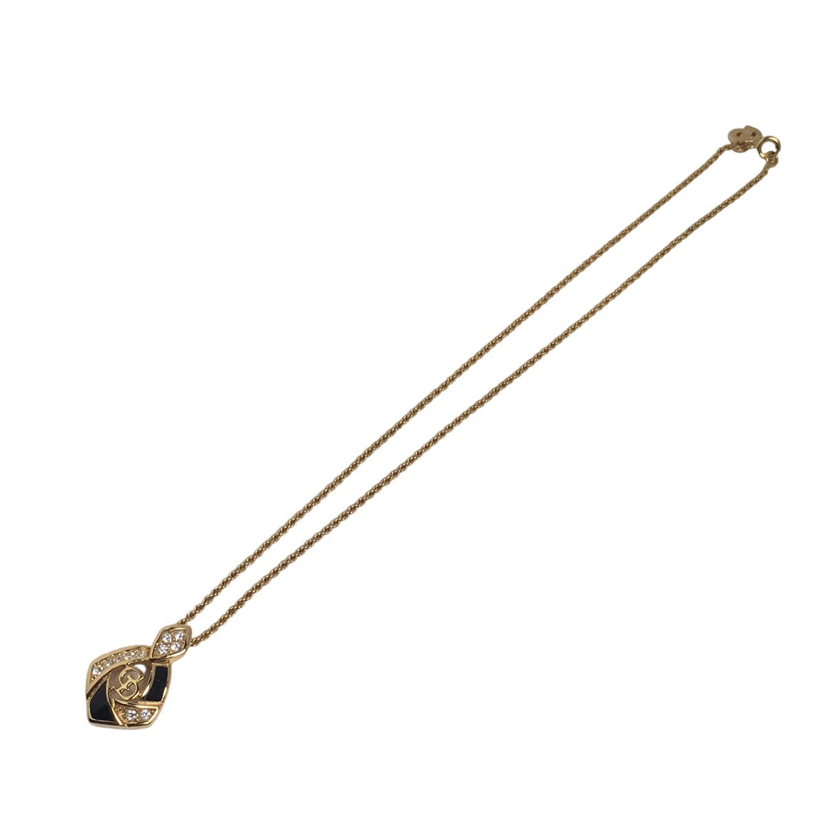 Dior Necklace Gold Plated Gold / Black Necklace Gold Plated CD logo Rhinestone Women