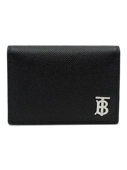 Luxury Burberry TB Folding Grainy Leather Card Wallet Black