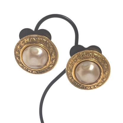 CHANEL Earring Gold Plated gold Fake pearl Gold Plated Women
