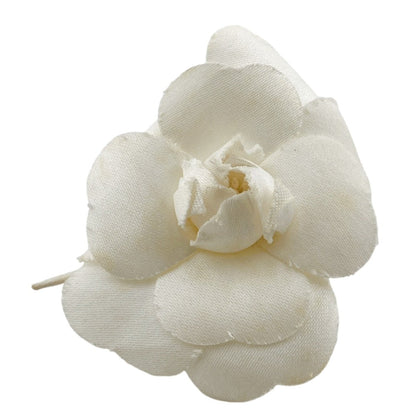 CHANEL Brooch cotton cotton white corsage Camelia Women