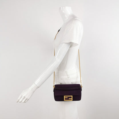 Fendi Baguette Mini Purple Suede Gold Hardware Crossbody Bag