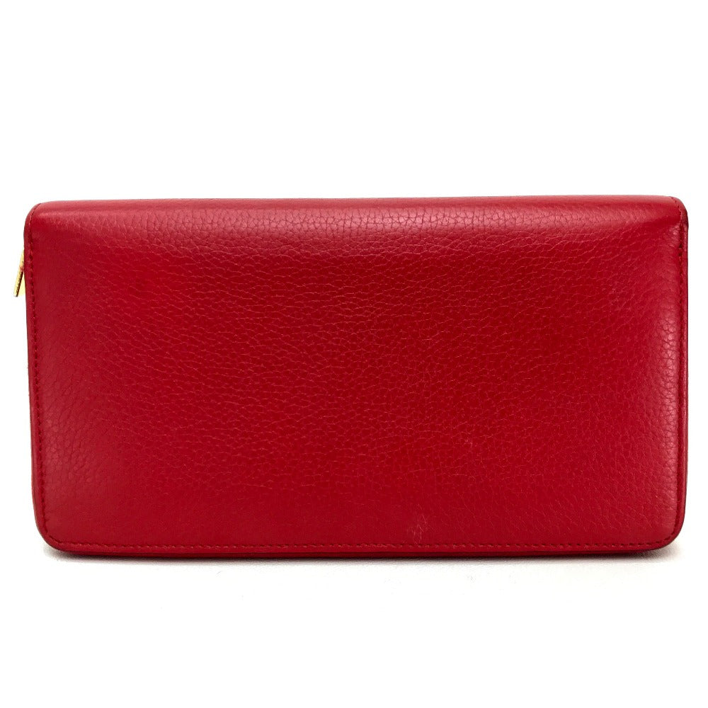 CELINE Long Wallet Purse leather Red Large zipped wallet Women