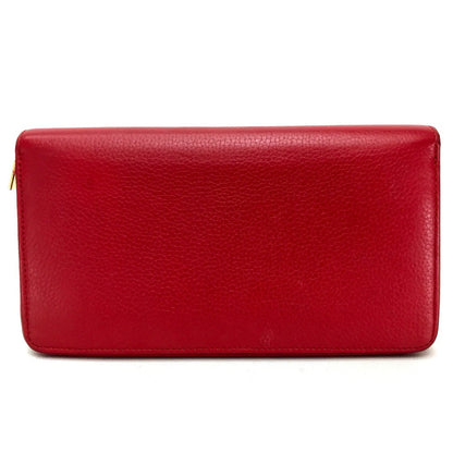 CELINE Long Wallet Purse leather Red Large zipped wallet Women