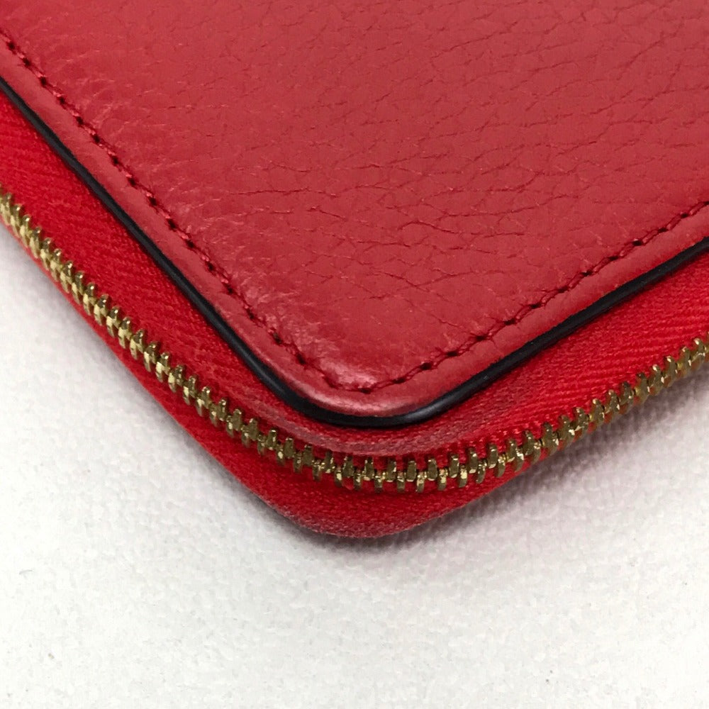 CELINE Long Wallet Purse leather Red Large zipped wallet Women