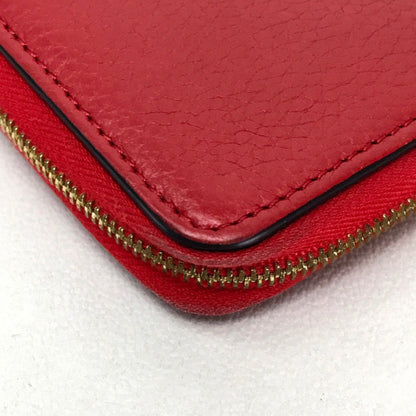 CELINE Long Wallet Purse leather Red Large zipped wallet Women