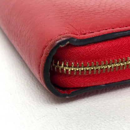 CELINE Long Wallet Purse leather Red Large zipped wallet Women
