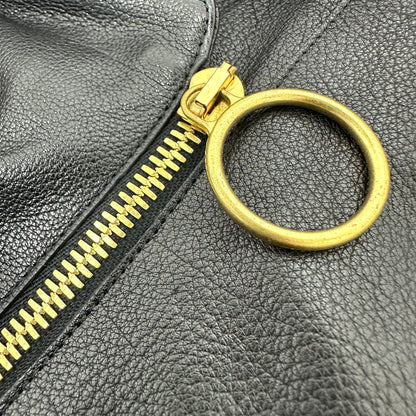 CELINE Riders jacket Leather, Cotton black Women 34