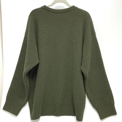 CELINE sweater 2AB97 wool khaki logo Leopard Pattern mens L